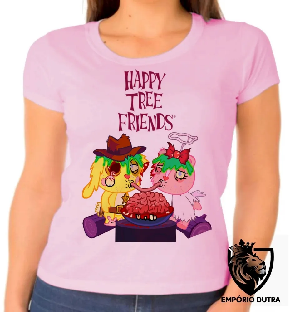 Baby look blusa feminina Happy Tree Friends spaguetti Imagem