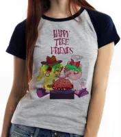 Baby look blusa feminina Happy Tree Friends spaguetti - Foto 2