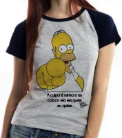 Baby look blusa feminina Homer Simpsons culpa minha coloco ela em quem eu quiser - Foto 4