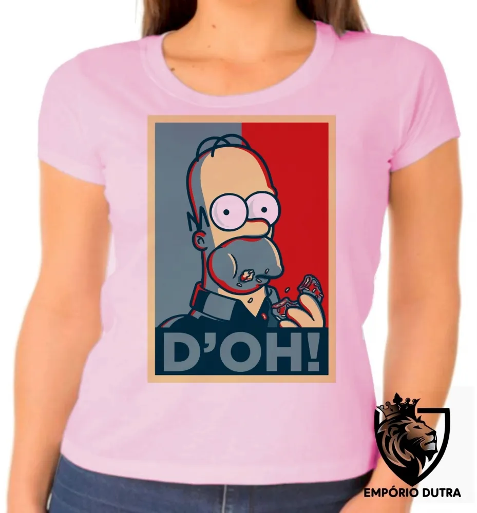Baby look blusa feminina Homer Simpsons rosquinha