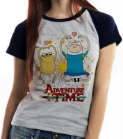 Baby look blusa feminina Hora da Aventura corações jake e finn - Foto 3