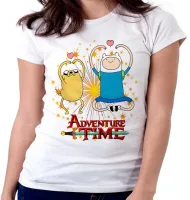 Baby look blusa feminina Hora da Aventura corações jake e finn - Foto 4
