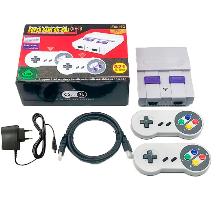 Console Super Mini Classic SN-821A sem Fio com 821 Jogos - Cinza