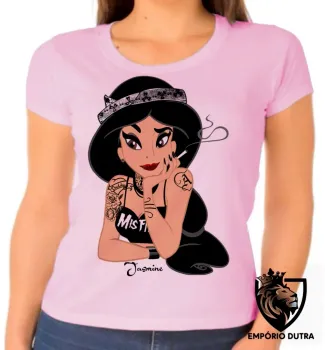 Baby look blusa feminina Jasmine disney presa fumando