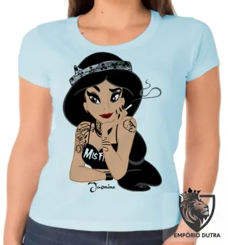 Baby look blusa feminina Jasmine disney presa fumando - Foto 2