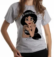 Baby look blusa feminina Jasmine disney presa fumando - Foto 5