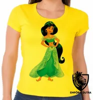 Baby look blusa feminina Jasmine princesa disney Aladim - Foto 2
