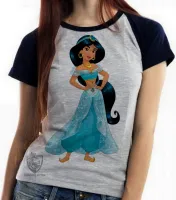 Baby look blusa feminina Jasmine princesa disney Aladim - Foto 5