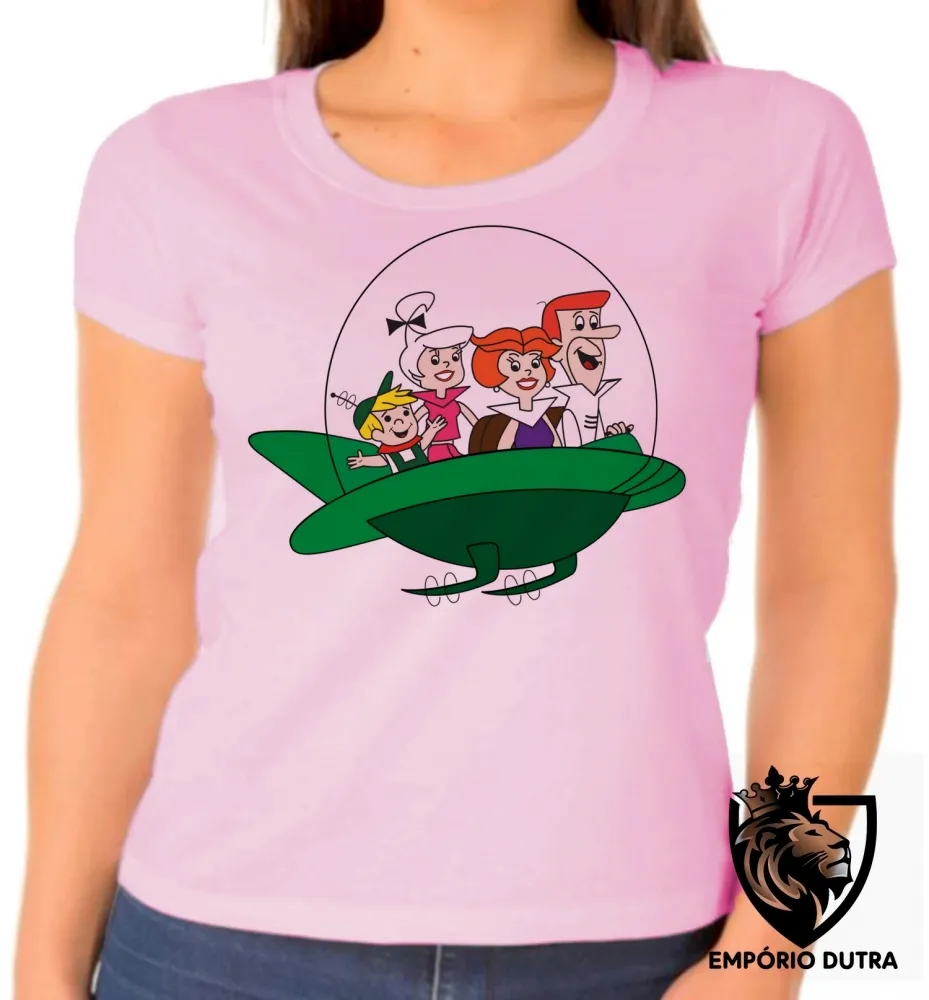 Baby look blusa feminina Jetsons nave desenho antigo hanna barbera Imagem