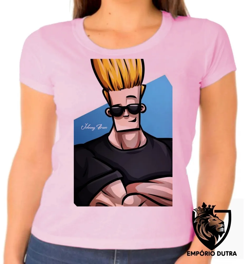 Baby look blusa feminina Johnny Bravo cabelo Imagem