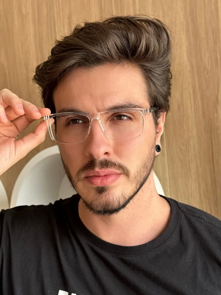 Armação de Óculos de Grau Masculino Blogue Transparente Imagem