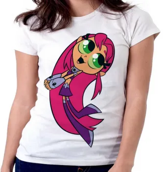 Baby look blusa feminina Jovens Titãs Estelar Sorrindo