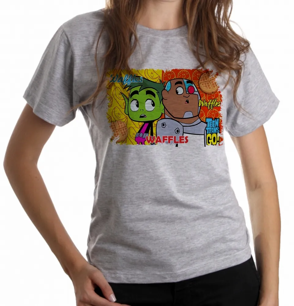 Baby look blusa feminina Jovens Titãs waffles titans go Imagem