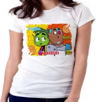 Baby look blusa feminina Jovens Titãs waffles titans go - Foto 3
