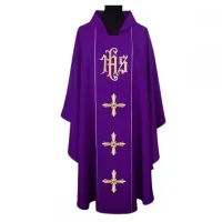 Casula Galão Bordado JHS 7 em Cores Litúrgicas - Foto 2