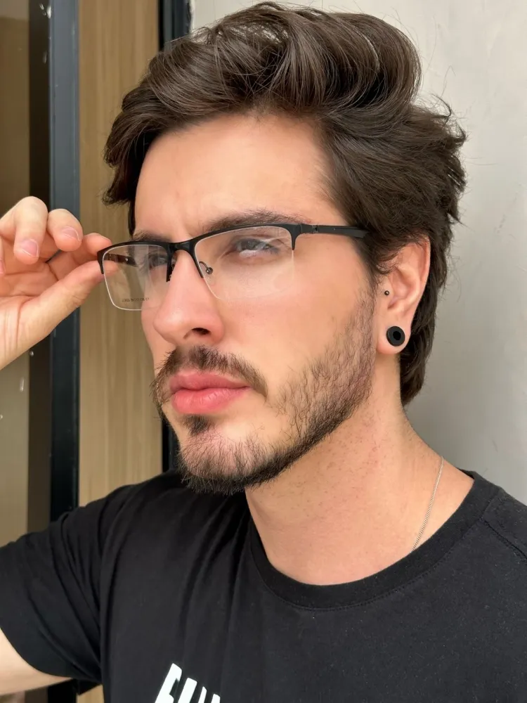 Armação de Óculos de Grau Masculino Ycaro Preto Imagem