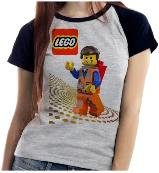 Baby look blusa feminina Lego desenho - Foto 2