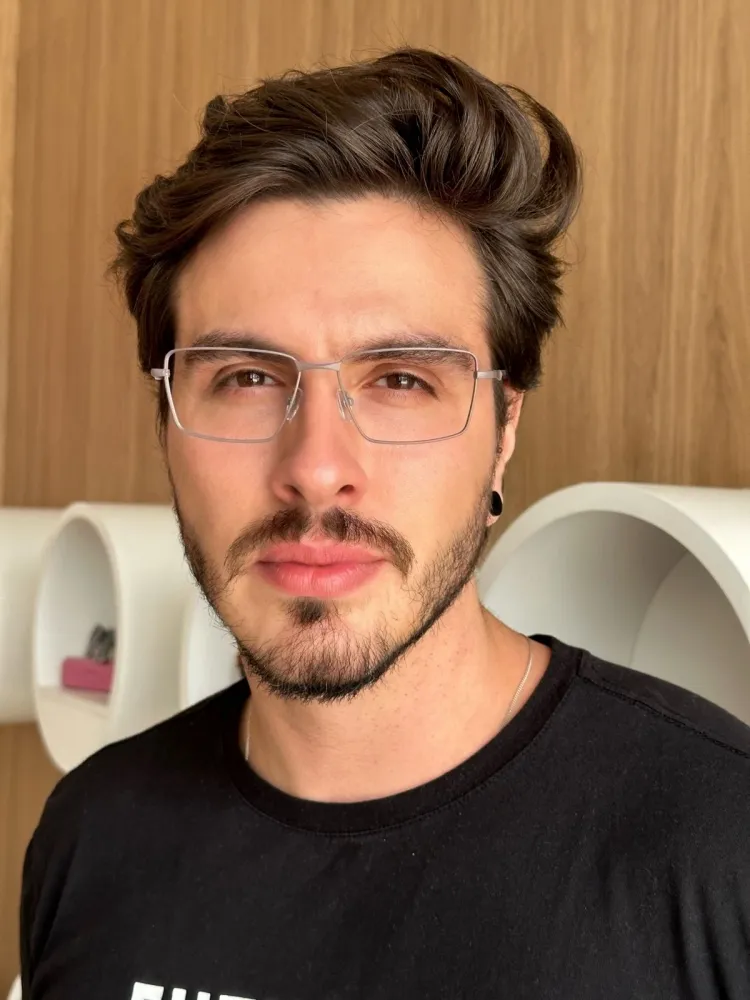 Armação de Óculos de Grau Masculino Rick Marrom Imagem