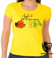 Baby look blusa feminina Maçã e Cebola desenho animado - Foto 3