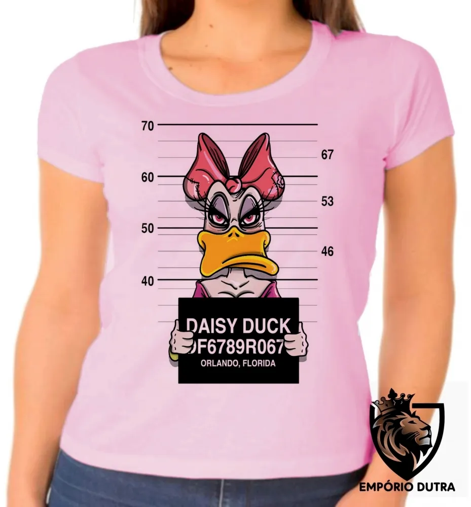 Baby look blusa feminina Margarida disney presa prisão
