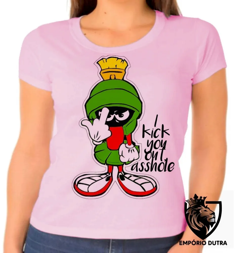 Baby look blusa feminina Marvin marciano pernalonga nasa Imagem