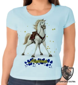Baby look blusa feminina Maximus corações rapunzel cavalo - Foto 2