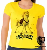 Baby look blusa feminina Maximus corações rapunzel cavalo - Foto 3