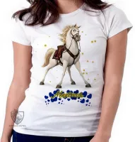 Baby look blusa feminina Maximus corações rapunzel cavalo - Foto 5