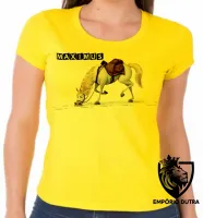Baby look blusa feminina Maximus farejando cavalo rapunzel - Foto 3
