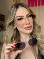 Armação de Óculos de Grau Clipon Feminino 2 em 1 Aura Dourado - Foto 2