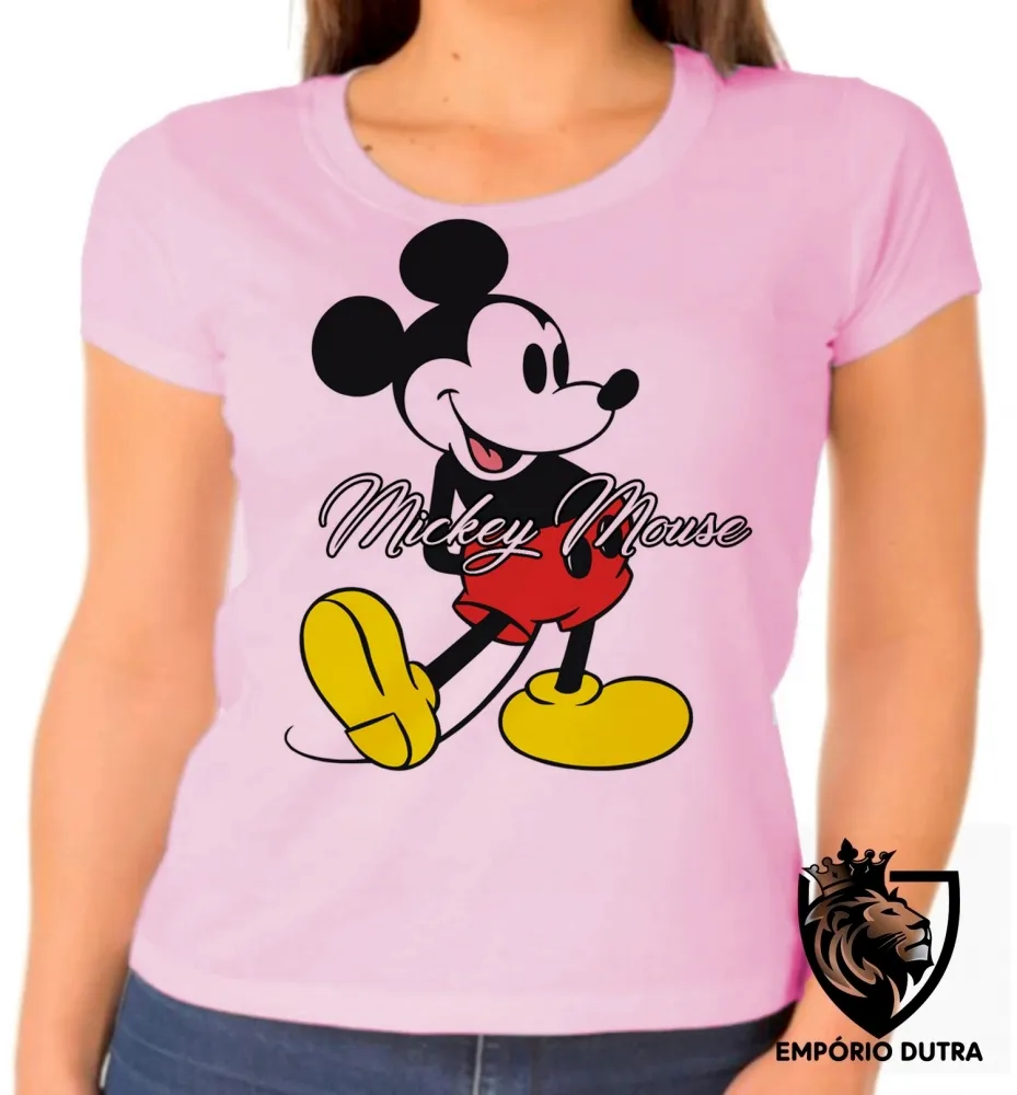 Baby look blusa feminina Mickey Mouse antigo Disney Imagem