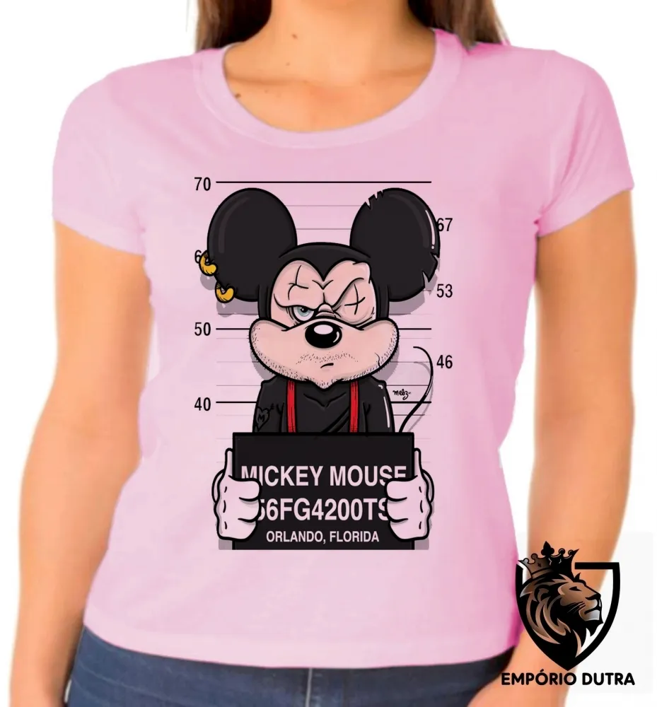 Baby look blusa feminina Mickey mouse disney preso