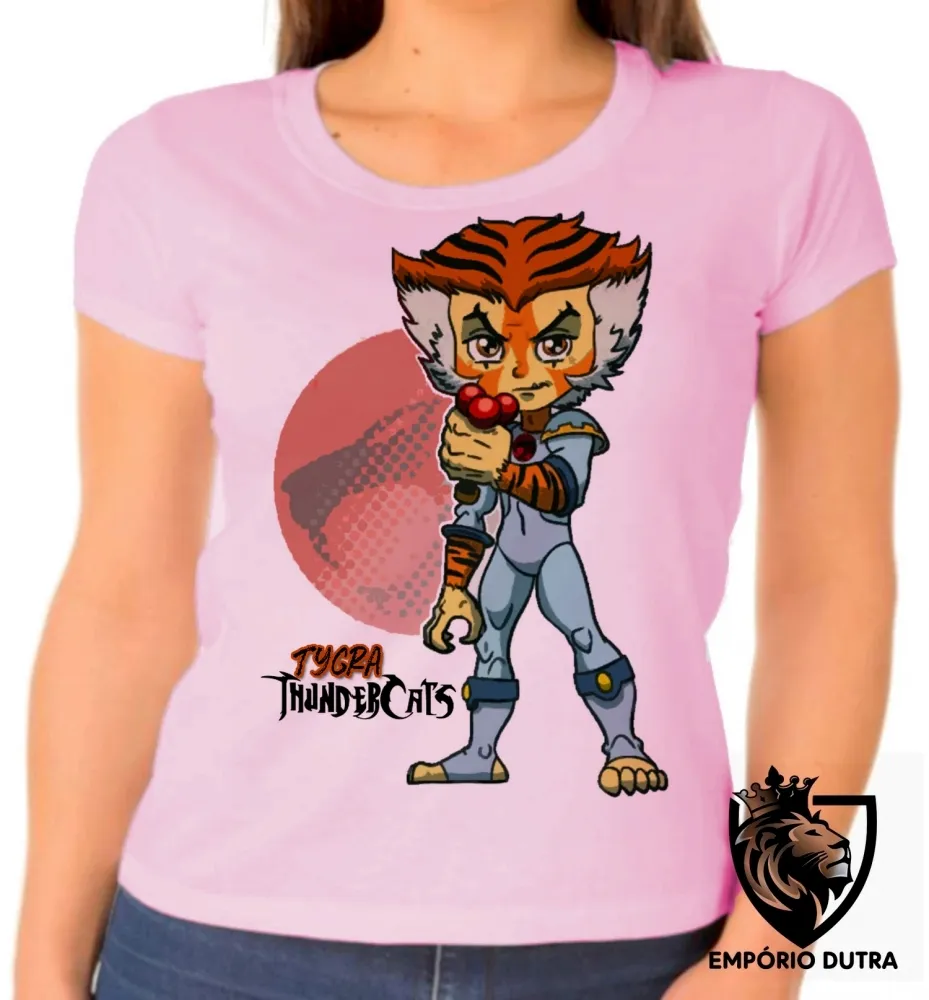 Baby look blusa feminina Thundercats Tygra tigre gato cat