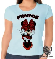 Baby look blusa feminina Minnie mouse tope rosto mickey disney - Foto 3