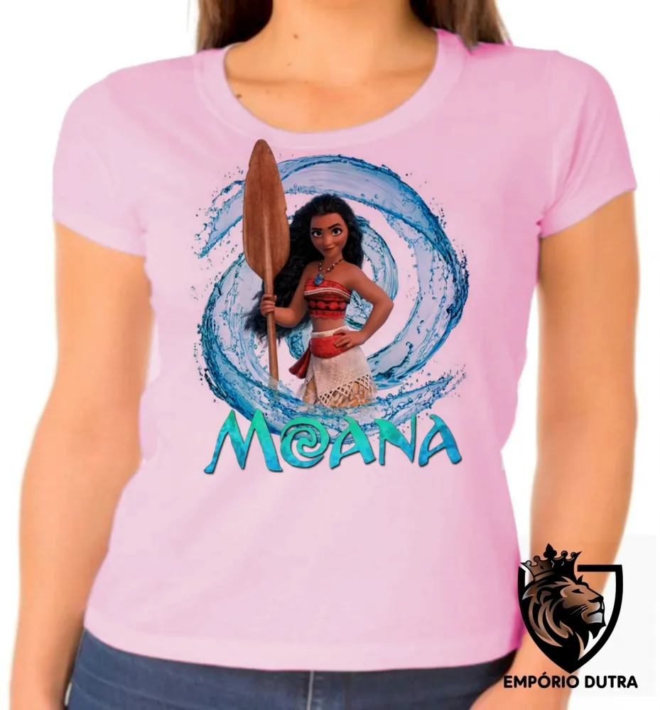 Baby look blusa feminina Moana princesa disney mar aventuras