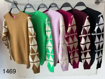 Blusa tricot jacquard mangas GM 1469 Tam M  - Foto 2