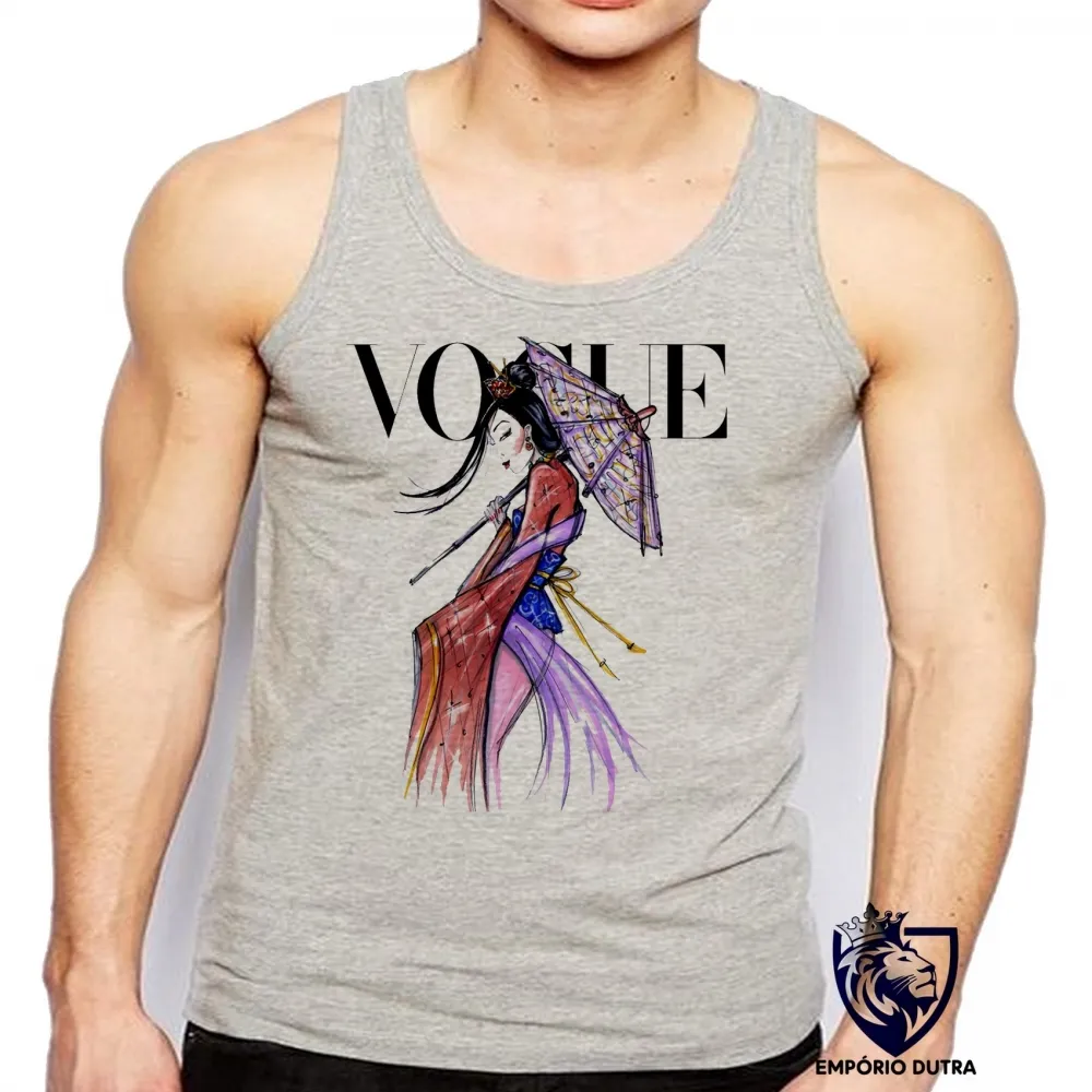 Camiseta Regata adulto ou infantil Mulan disney japonesa