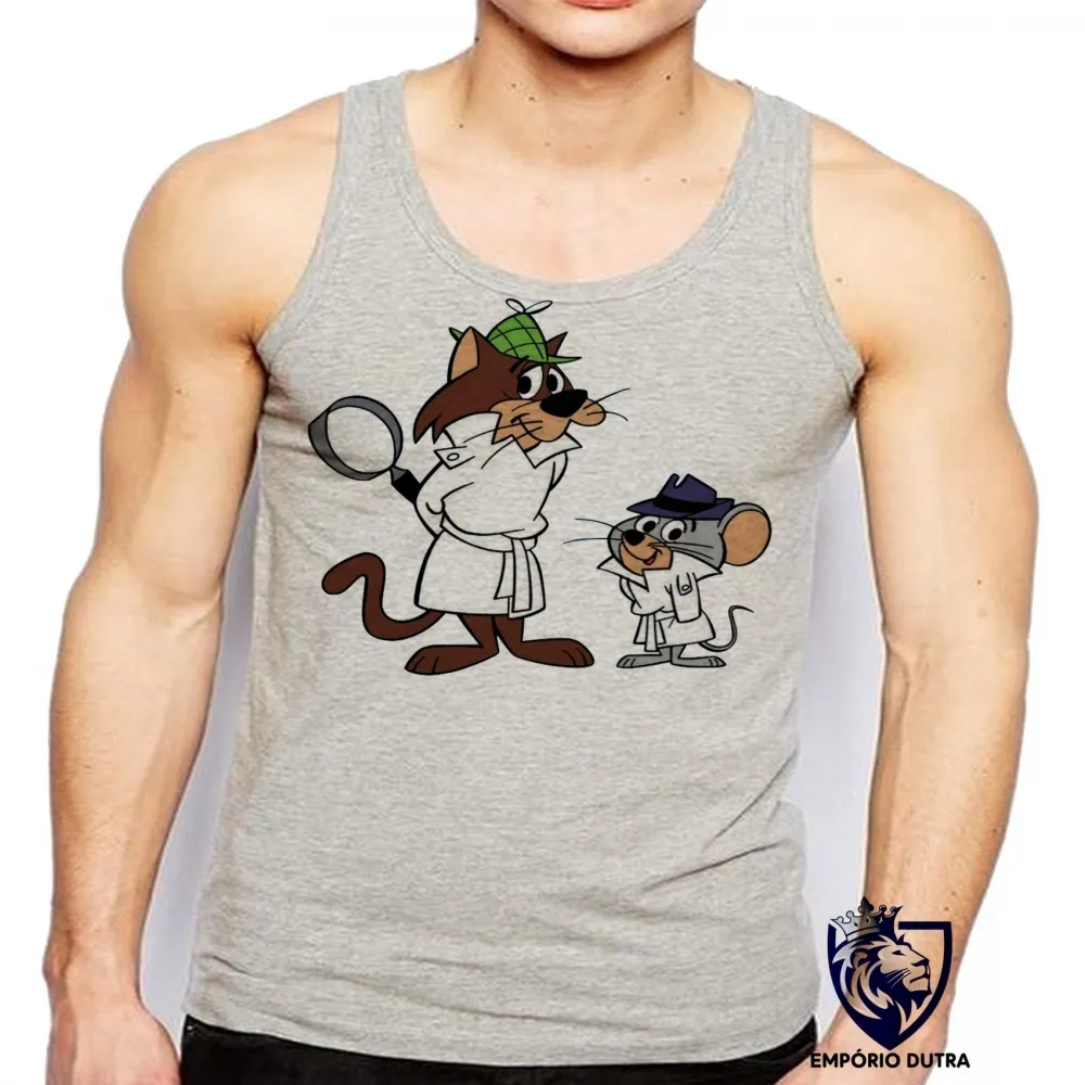 Camiseta Regata adulto ou infantil Olho Vivo e Faro Fino gato e rato detetive hanna barbera