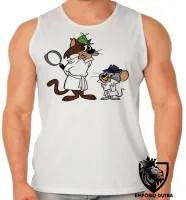 Camiseta Regata adulto ou infantil Olho Vivo e Faro Fino gato e rato detetive hanna barbera - Foto 2
