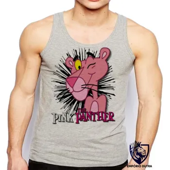 Camiseta Regata adulto ou infantil Pantera Cor de Rosa pink panther desenho