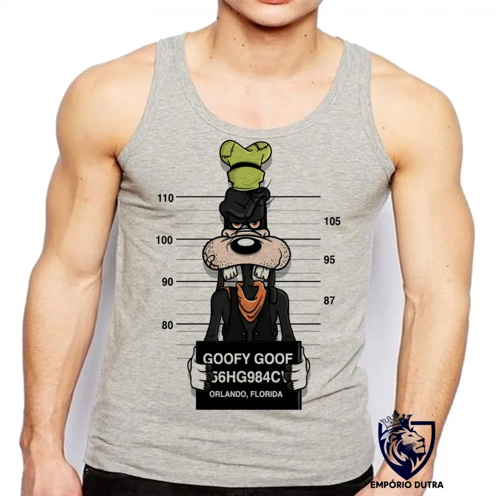 Camiseta Regata adulto ou infantil Pateta prisão disney preso