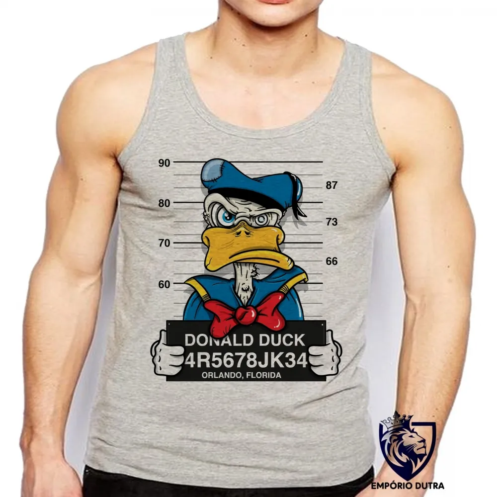 Camiseta Regata adulto ou infantil pato donald disney preso Imagem