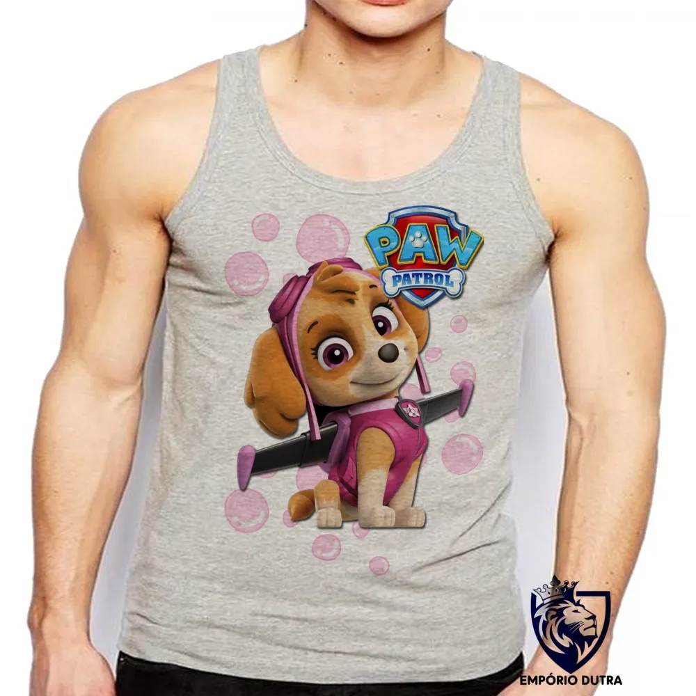 Camiseta Regata adulto ou infantil Patrulha Canina Skie