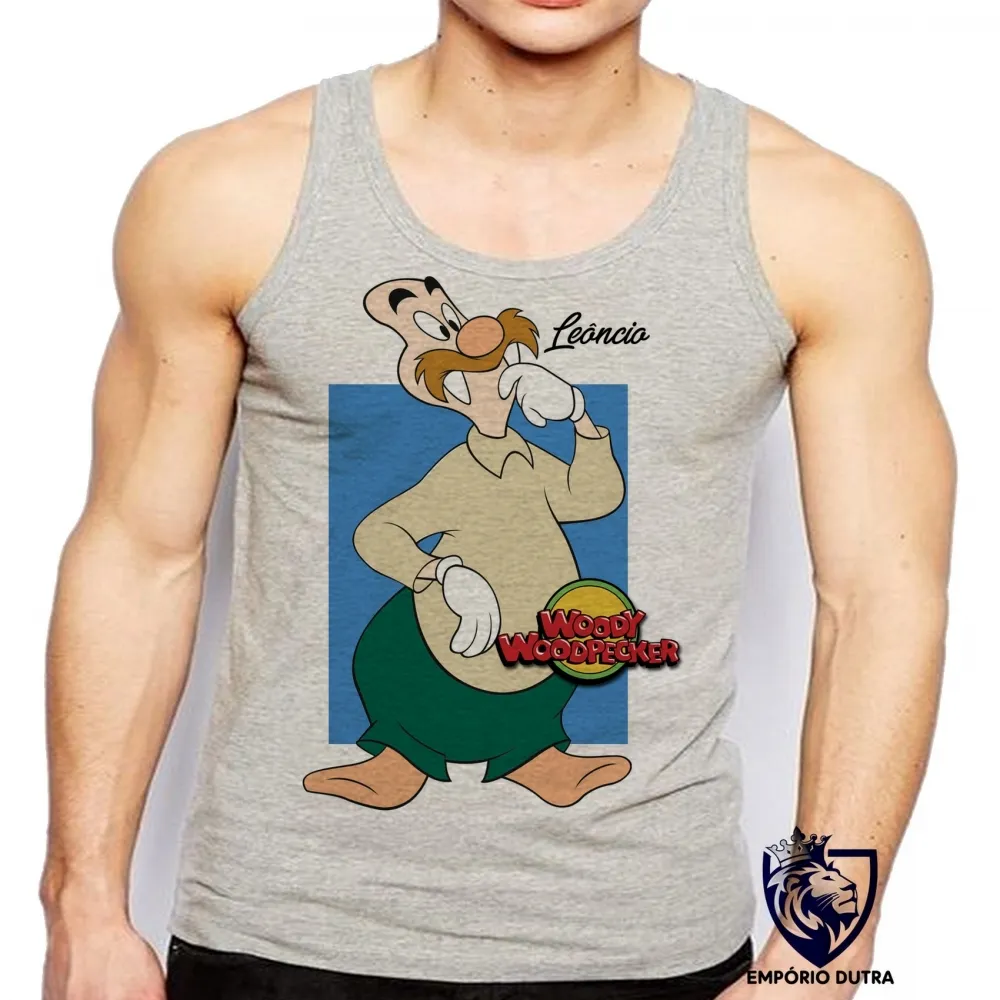 Camiseta Regata adulto ou infantil Pica Pau Leôncio