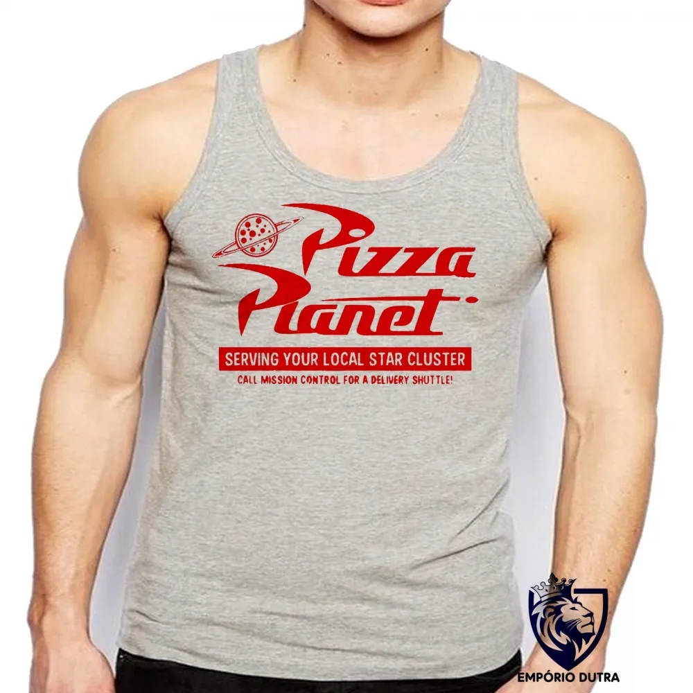 Camiseta Regata adulto ou infantil Pizza Planet toy story