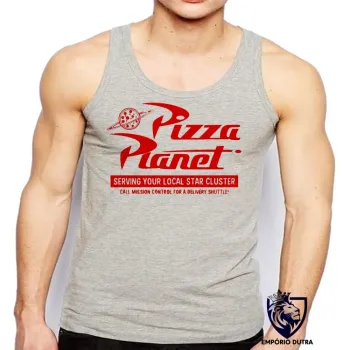 Camiseta Regata adulto ou infantil Pizza Planet toy story
