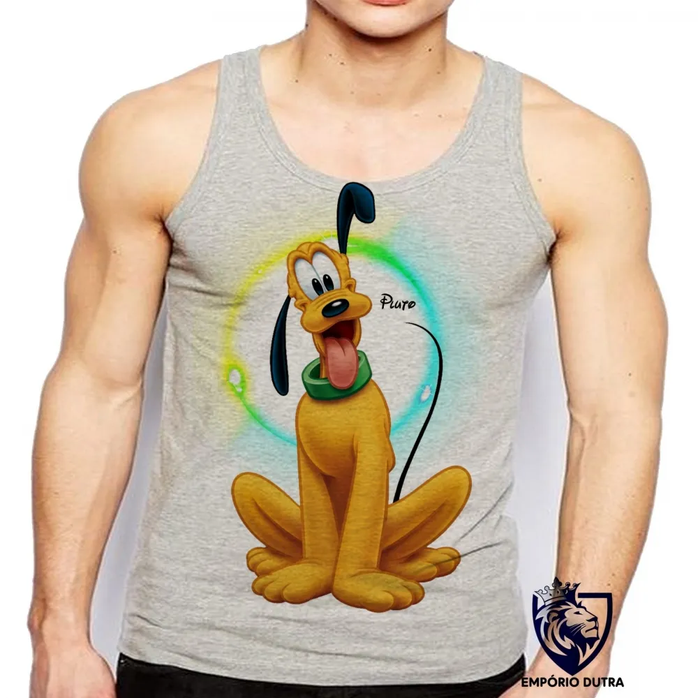 Camiseta Regata adulto ou infantil Pluto cachorro pateta mickey