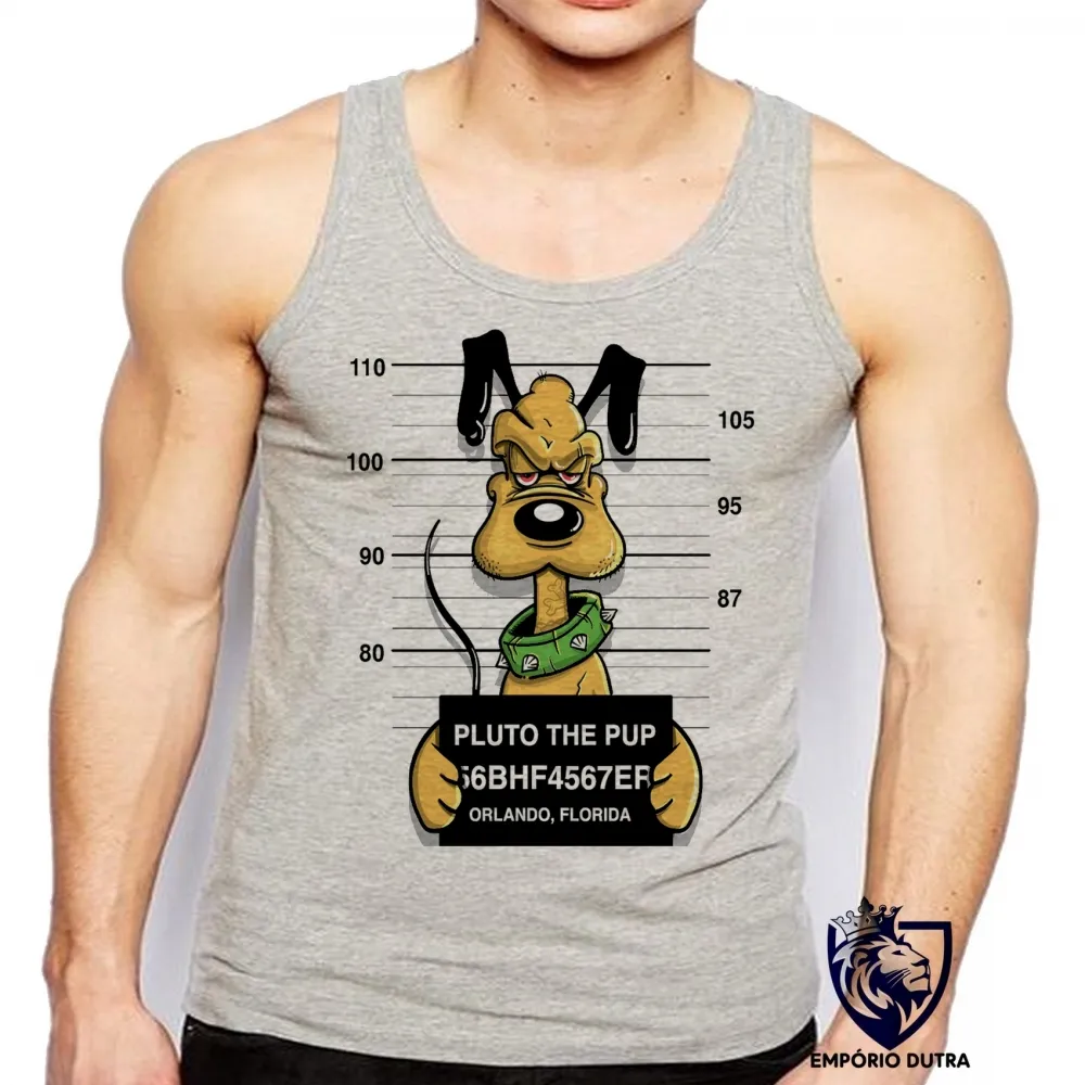 Camiseta Regata adulto ou infantil Pluto disney preso prisão cachorro