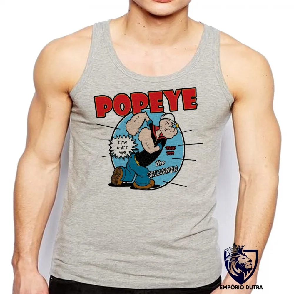 Camiseta Regata adulto ou infantil Popeye marinheiro desenho antigo bom Imagem