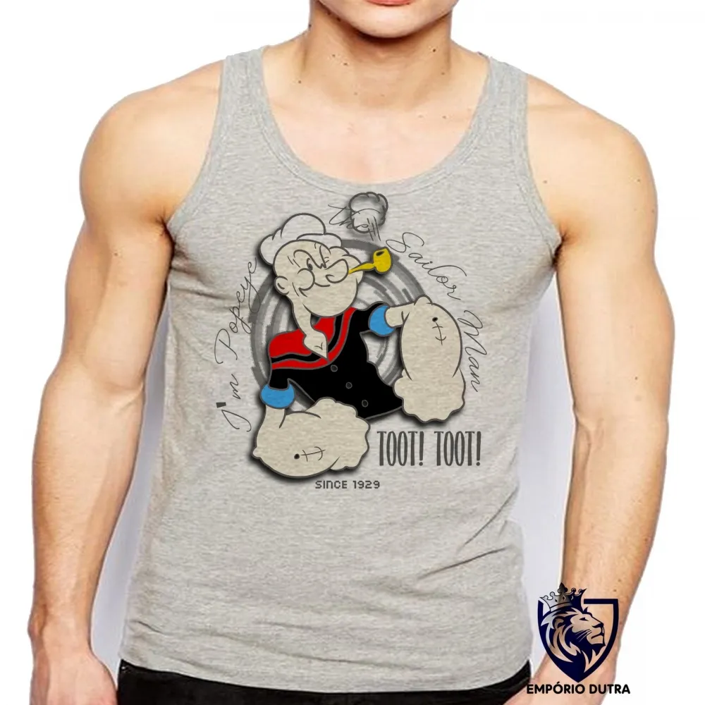 Camiseta Regata adulto ou infantil Popeye sailor marinheiro mar brutus